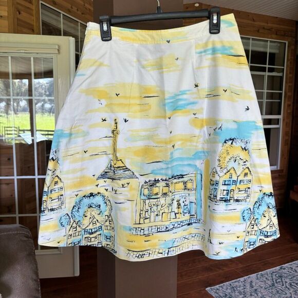 Valerie Stevens Skirt Women 8P A Line Romantic Yellow Wearable Art Fem Work - Picture 15 of 16